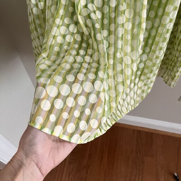 Vintage Robbie Bee Polka Dot Babydoll Midi Dress 18W Lime Green Milkmaid Retro - Picture 9 of 10